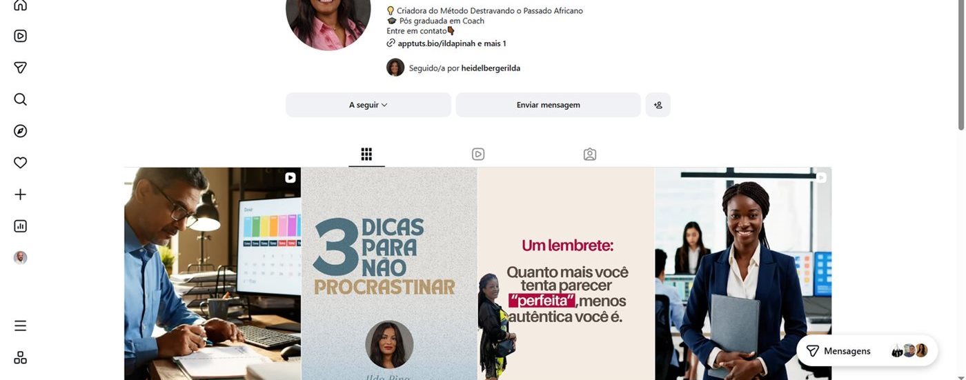 Perfil da infoprodutora Ildapinah